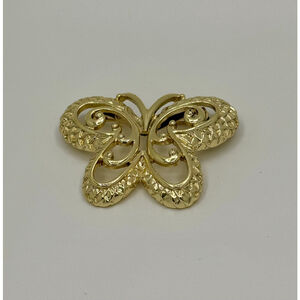 Vintage Gold Tone Butterfly Pin Brooch With Scrolls Design
